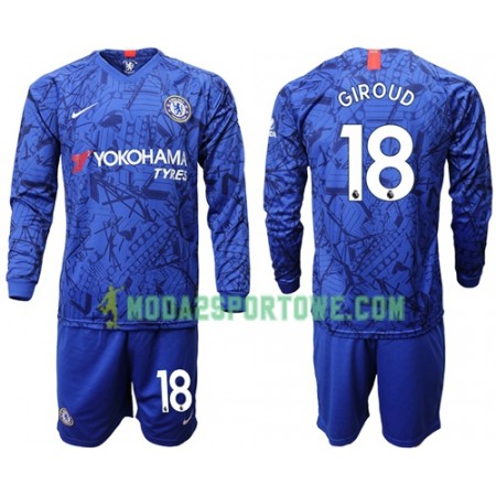 Koszulka Chelsea Giroud 18 Dziecięcy Domowe Stroje Piłkarskie 2019/20 Długi Rękaw